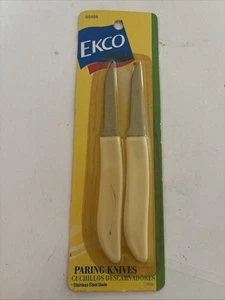 Ekco Edelstahl Gemüsemesser Creme Acryl Griff 2002 Vintage 2er Set im Pack - Bild 1 von 7