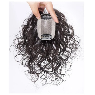Clip de pelo corto ondulado rizado 100 % humano con cubierta de toupee para cabello fino Foto 1 de 4