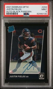 2021 Justin Fields Panini Donruss Optic Rated Rookie Auto Black Pandora /25 RC - Bild 1 von 2