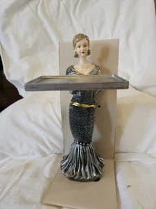 Resin Bombay Business Card Holder Woman in Elegant Evening Gown Boxed - Picture 1 of 8