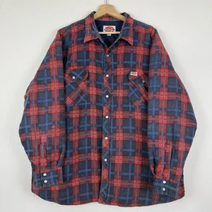 Vintage Dickies 90s Men’s Quilted Flannel Shirt Jacket Red Plaid Men Sz 2XL Y2K - Picture 1 of 14