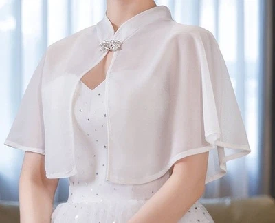 雪纺婚礼派对披肩均码遮盖肩女式开普新娘 — 第 1/4 张图片