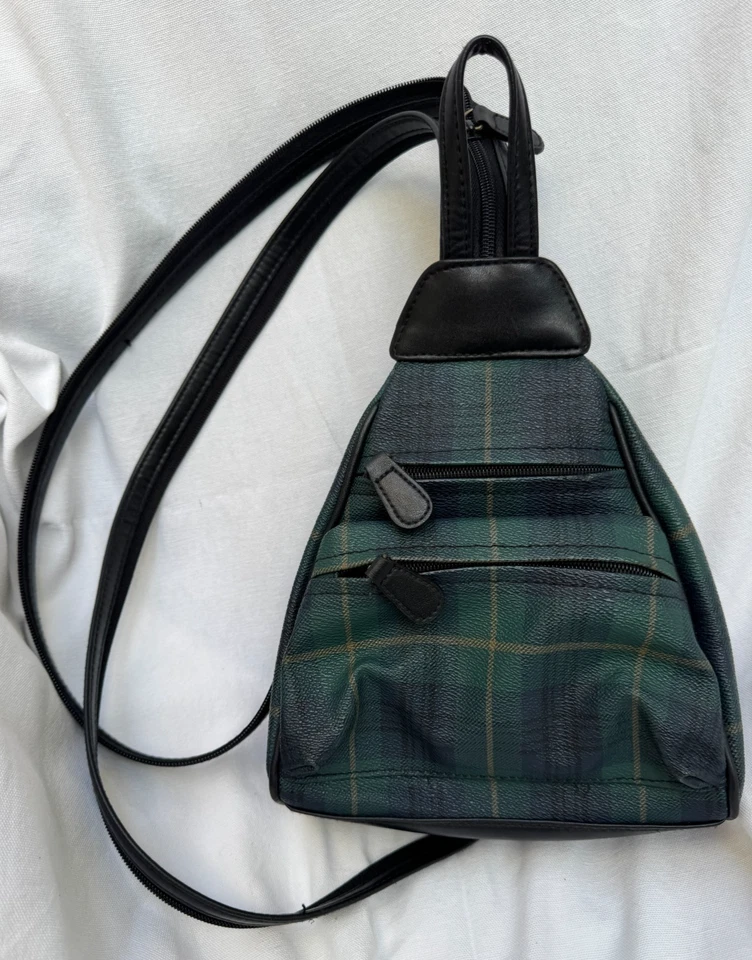 Villager на Liz Claiborne 90-х женщин винтажный клетку треугольник рюкзак слинга сумка - Изображение 1 из 4