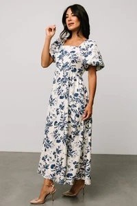 Balti Born Graceland Maxi Dress Women's 2XL Cream & Navy Floral NEW with Tags - Picture 1 of 19