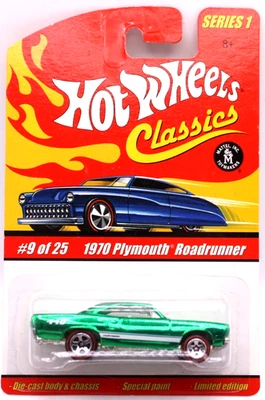 Hot Wheels Classics Serie 1 #9 1970 Plymouth Road Runner SF verde RL5spk's Foto 1 de 4