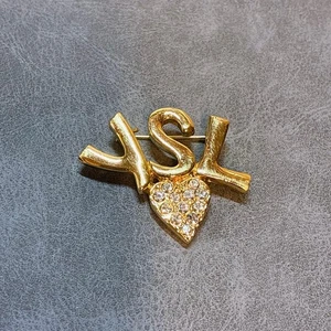 Auténtico broche logotipo estrás Yves Saint Laurent - Imagen 1 de 24