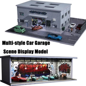 1 /64 Diorama Car Garage Model LED Repair Workshop Street Building Model Display - Picture 1 of 84