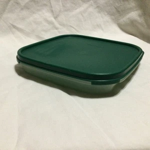 Vintage Tupperware transparent #1738 Modular Mate quadratischer Behälter mit grünem Deckel 1623 - Bild 1 von 6