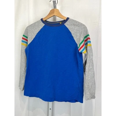 Camiseta Top BODEN Niños Rayas Arco Iris Raglán Manga Larga Azul Gris 164 13 14 Foto 1 de 4