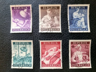 Austria #B288-93 Used, 1954 "Social Welfare," Scott Catalog Value $ 15.95 - Image 1 of 2
