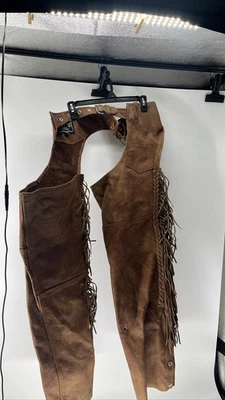 Gorras de cuero de gamuza occidental vaquero equitación flecos marrón ajustable Foto 1 de 4