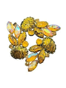 Juliana D&E gold tone speckled rhinestone vintage brooch pin - Picture 1 of 16