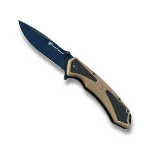 Smith & Wesson Tactical Folding Pocket Knife – Brown & Black Handle, Outdoor EDC - Picture 1 of 8