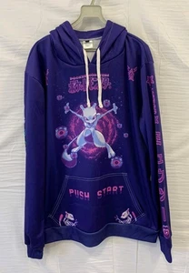 Pokémon Mewtwo Hoodie Push Start Retro 8-Bit Grafik Lila Pullover XL #131 - Bild 1 von 6
