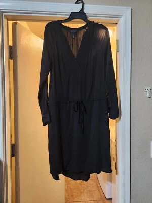 Vestido Negro Casa Blanca Mercado Negro Manga Larga Cordón Cintura Talla 14 Foto 1 de 3