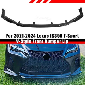 Painted Black For 2021-24 2022 Lexus IS350 F-Sport V-Style Front Bumper Lip 3pcs - Picture 1 of 9