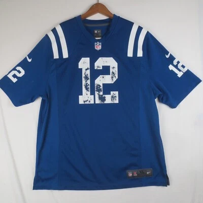 Camiseta Nike Indianapolis Colts Andrew Luck #12 NFL masculina GG azul em campo - Imagem 1 de 4