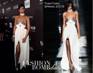 TOM FORD Rihanna Gown amfAR Spring 2015 Long Dress Open Back Jersey Silk size 38 - Picture 1 of 12