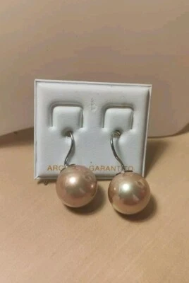 Orecchini Donna Pendenti Argento 925 Perla Color Champagne - Immagine 1 di 4