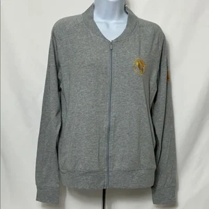 NWT PGA Women’s Size Large Gray Zip-Up Atheletic Jacket Gold Logo Embroidered - Picture 1 of 9