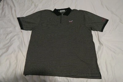 Polo de golfe Pringle Escócia listrado preto masculino XL secessão bandeiras de taco de golfe - Imagem 1 de 4
