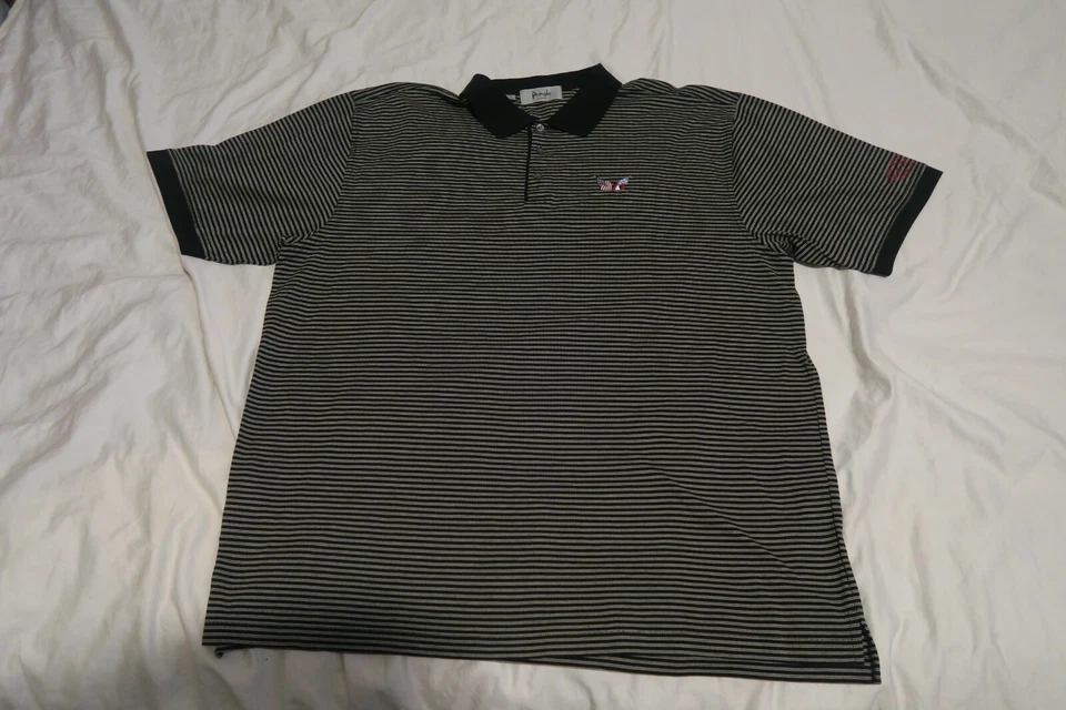 Polo de golf Pringle Scotland a rayas negro para hombre XL Secession banderas de palos de golf Foto 1 de 4