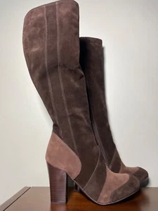 NWOB Aldo three-tone brown suede leather knee-high boots,Heel Sz 9 (39) Vintage - Picture 1 of 12