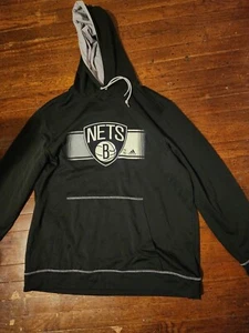 Brooklyn Nets Basketball Sweatshirt Men's XL Black Adidas Hoodie - Picture 1 of 10