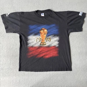 Vintage Adidas Shirt Mens Small Black World Cup France 1998 Air Brush Zidane Top - Picture 1 of 24