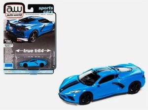 Chevrolet Corvette C8 2020 Auto World AWSP124B 1:64 en azul rápido con franja negra - Imagen 1 de 1