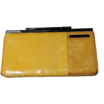 Vintage Kenneth Cole Reaction Patent Leather Wallet / Handbag Yellow - Image 1 of 4