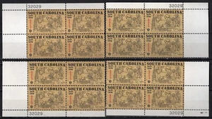US #1407 MNH 1970 MATCHED SET Plate #32029 Blocks South Carolina Settlement - Picture 1 of 1