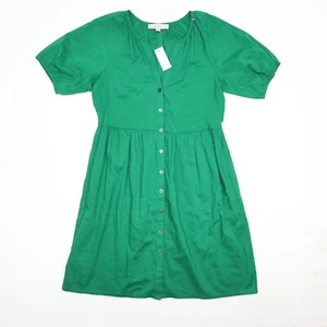 LOFT NWT Womens Green Short Sleeve Button Front V Neck Shirt Dress Size Small - Picture 1 of 8