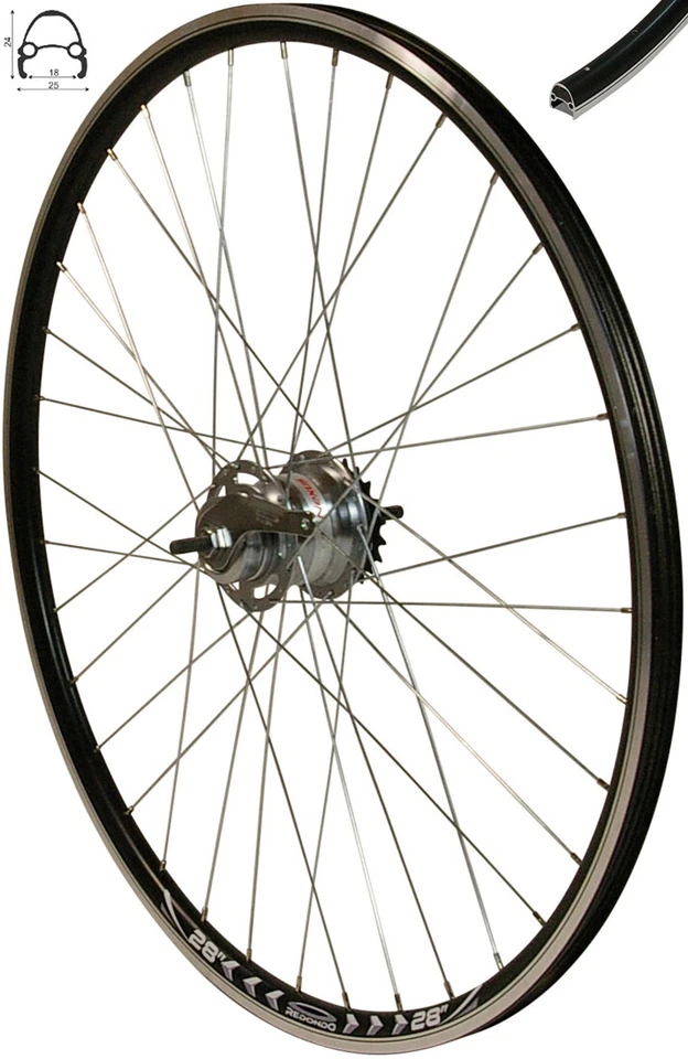 Redondo 28-0-005 27.5 Zoll Laufrad V Profil Felge mit Disc - Schwarz