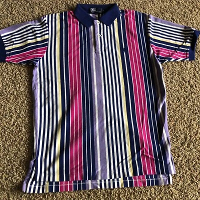 Vintage Polo Ralph Lauren Shirt Medium Multicolored Striped Pony Rugby READ - Image 1 of 4