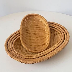 Rattan Serving Tray Decorative Woven Ottoman Trays For Dining/Coffee Table UK - Picture 1 of 17