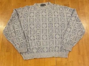 Vintage Van Heusen Acrylic Wool Geometric Sweater Blue XL - Picture 1 of 3