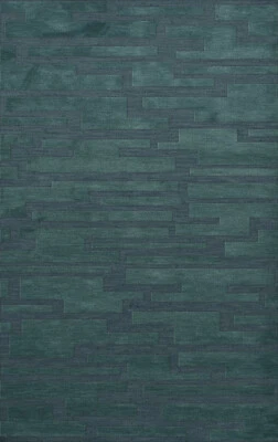 Blue Transitional Hand Hooked Squares Rectangles Boxes Area Rug Patchwork DV6 - Image 1 of 2