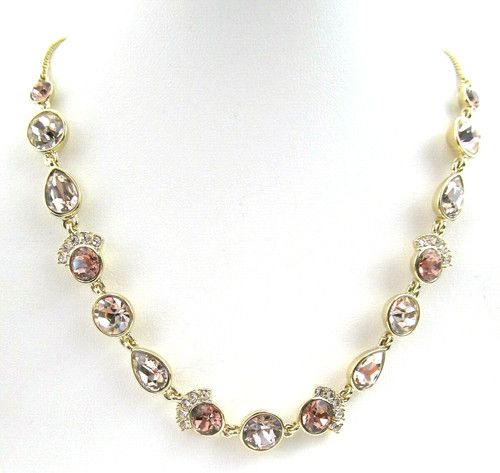 Collana GIVENCHY tono oro rosa e seta multi cristallo nuova con etichetta $88