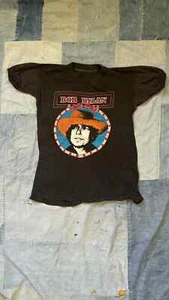 Vintage 1970s Bob Dylan T Shirt Size Small Tour Tee Black Short Sleeve - Picture 1 of 5