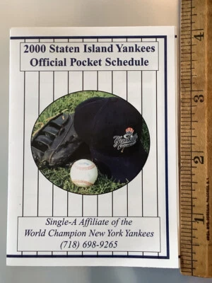 Programação de bolso Yankees Champions Staten Island NYC 2000 afiliado único - Imagem 1 de 4