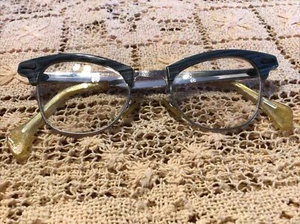 Vtg Shuron  4 1/4-5 1/5 Alum Slate Gray Striated  Cat Eye Bifocal Glasses - Picture 1 of 11