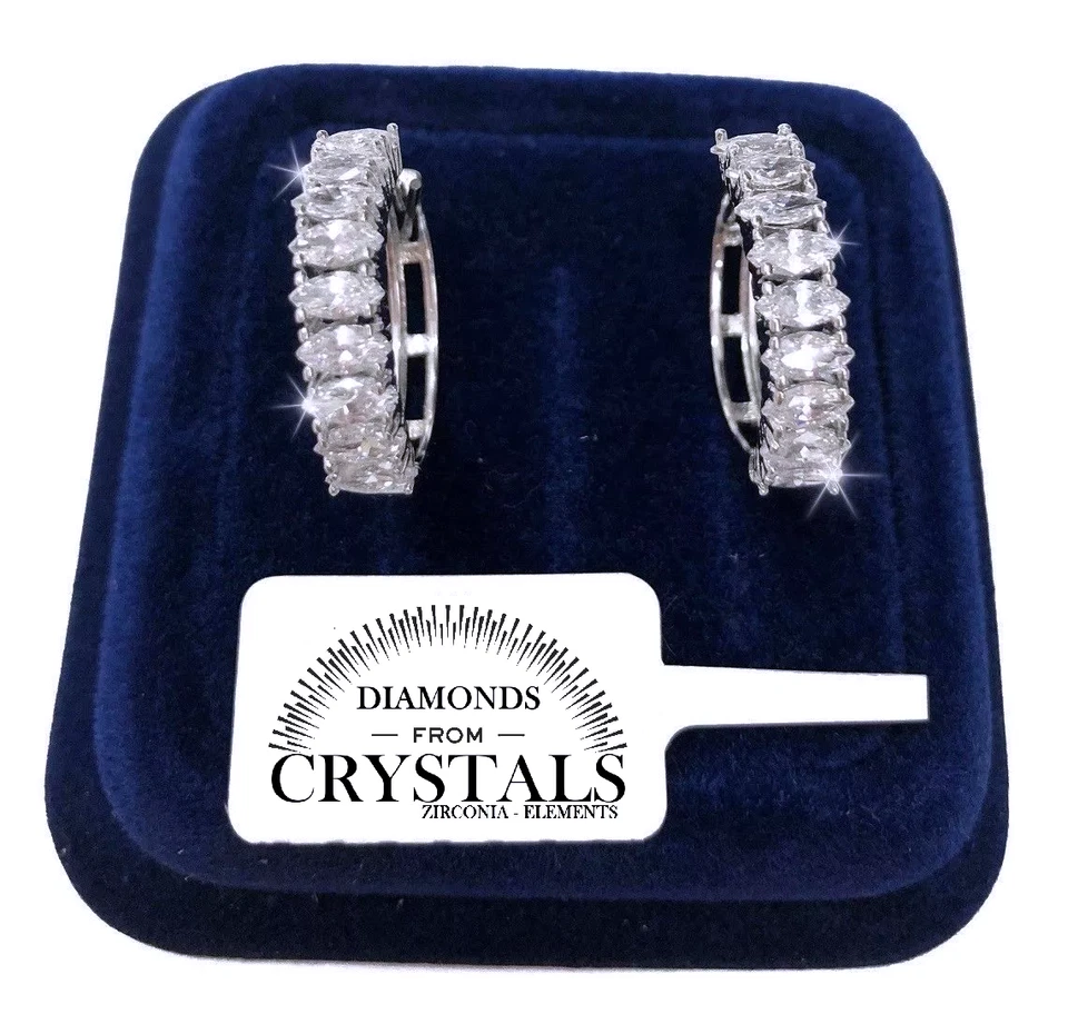 Cerchi Orecchini grandi 22mm pl.oro Bianco 18K con cristalli Zirconi  SWC2/2 - Immagine 1 di 3