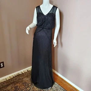 AIDAN MATTOX black beaded gown size 2 - Picture 1 of 5