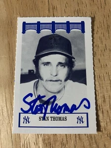 TARJETA DE BÉISBOL PROMOCIONAL WIZ SGA DE LOS NEW YORK YANKEES 1992 FIRMADA POR STAN THOMAS - Imagen 1 de 2