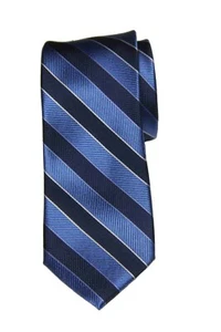 Jos A Bank Repp Stripe Tie Blue White Silk Men's - Picture 1 of 1