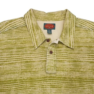 VTG Tommy Bahama Relax Polo BIG Logo Distressed SS Stripes Green Yellow Mens XXL - Picture 1 of 8