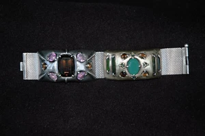 Unikat: Armband Farbedelsteine Sterlingsilber massiv Künstler-Anfertigung 1975 - Bild 1 von 9