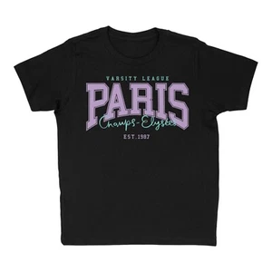 Girls Varsity Paris Graphic T-Shirt For Kids - Picture 1 of 1