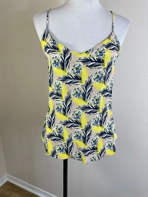 CAMISOLA TOP CAMI HALTER J CREW PARA MUJER - Talla 2 - 100 % seda amarillo floral Foto 1 de 4